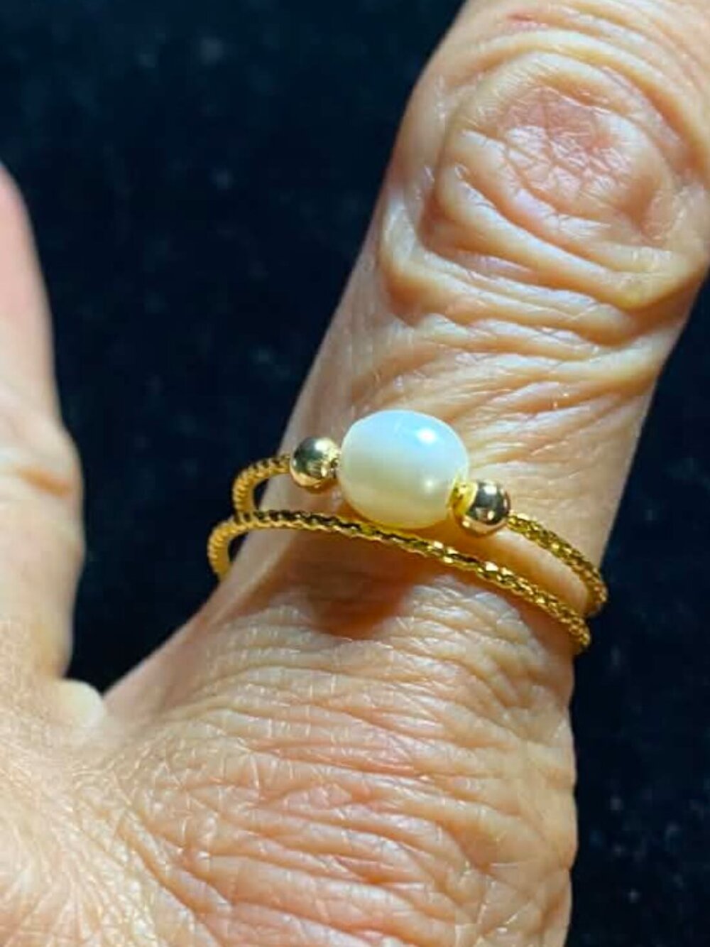 .925 Sterling Silver Gold Plated Natural Mother of Pearl Ring